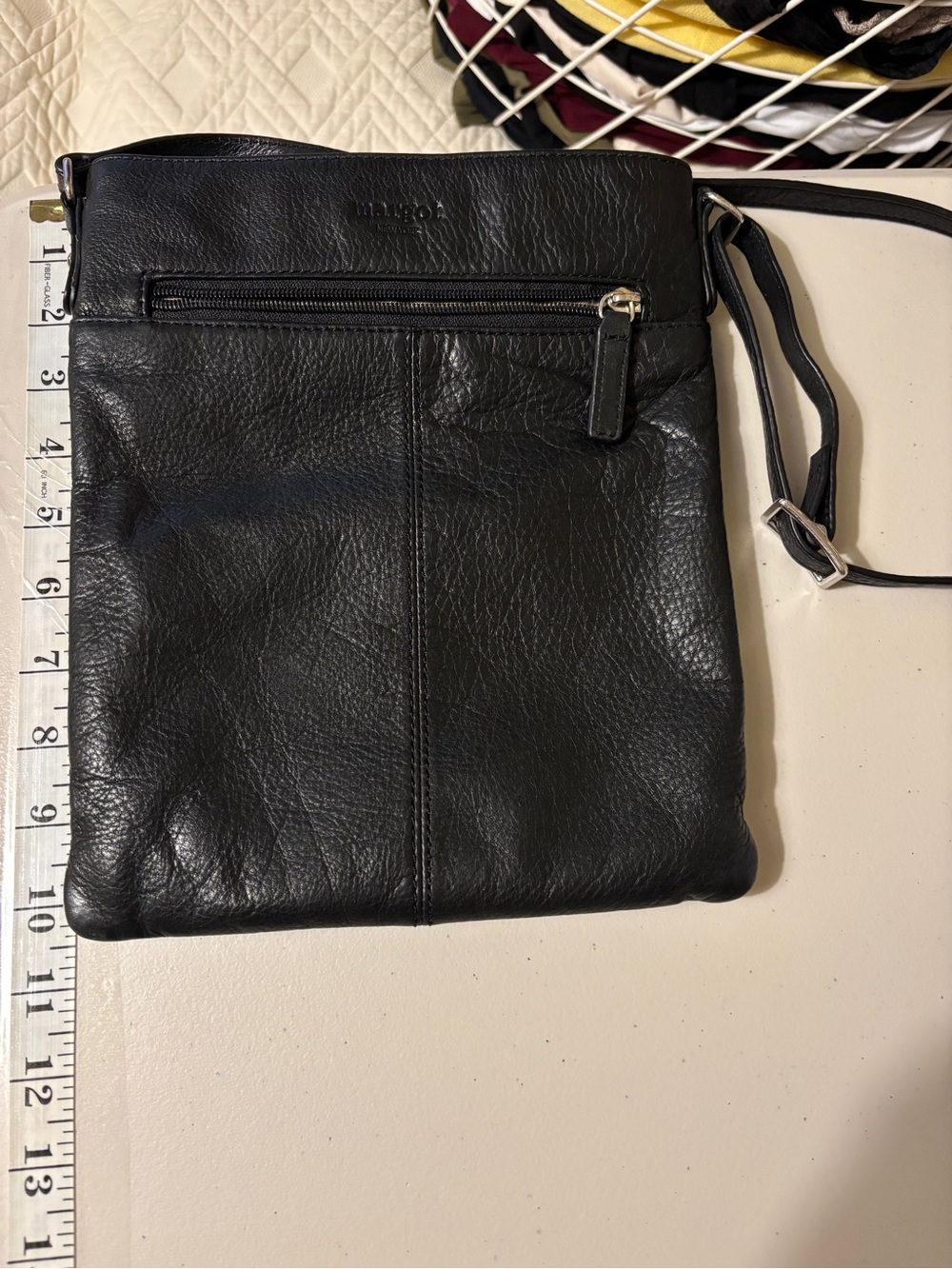 Margot Radley Crossbody Black Pebbled Leather Slim 90s Minimalist 7 Pockets - Picture 7 of 14